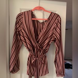 Faux Wrap Peplum Blouse